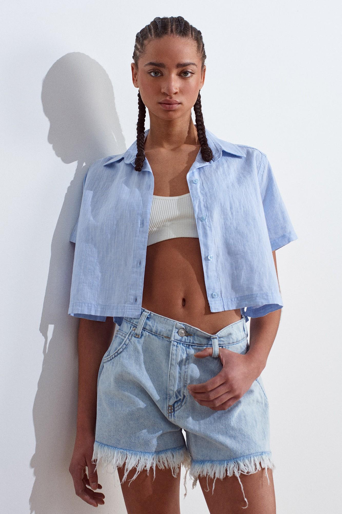 Kısa Kollu Crop Gömlek DL50501