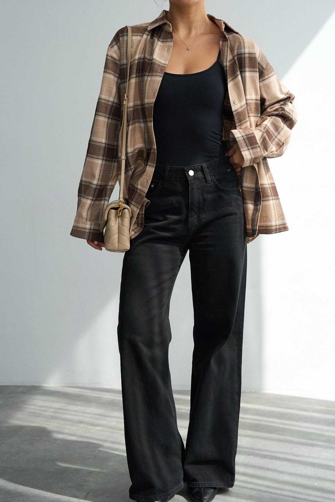 Oversize Ekose Desen Gömlek QS251045