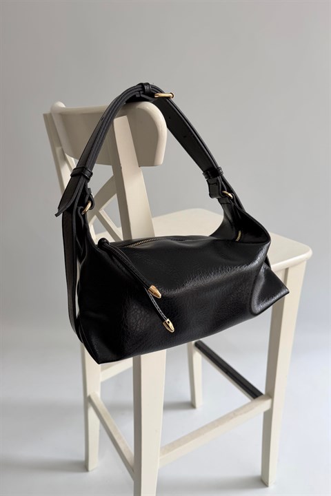 Kemer Askı Detaylı Fermuarı Düğümlü Omuz Çantası SD54142