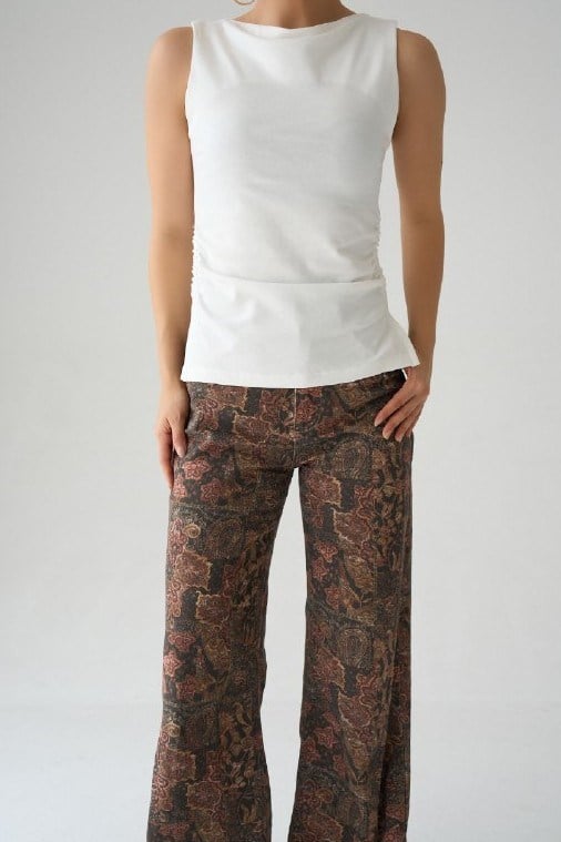 Yanları Büzgülü Kolsuz Bluz QS261014