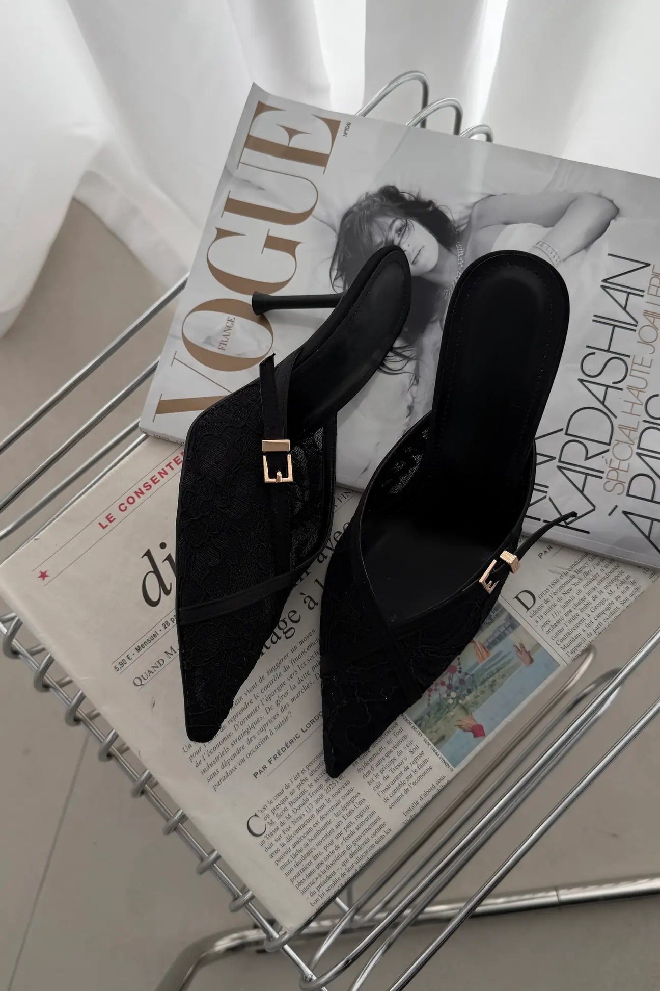 Dantel İşlemeli Kemer Detaylı Topuklu Terlik FE5476