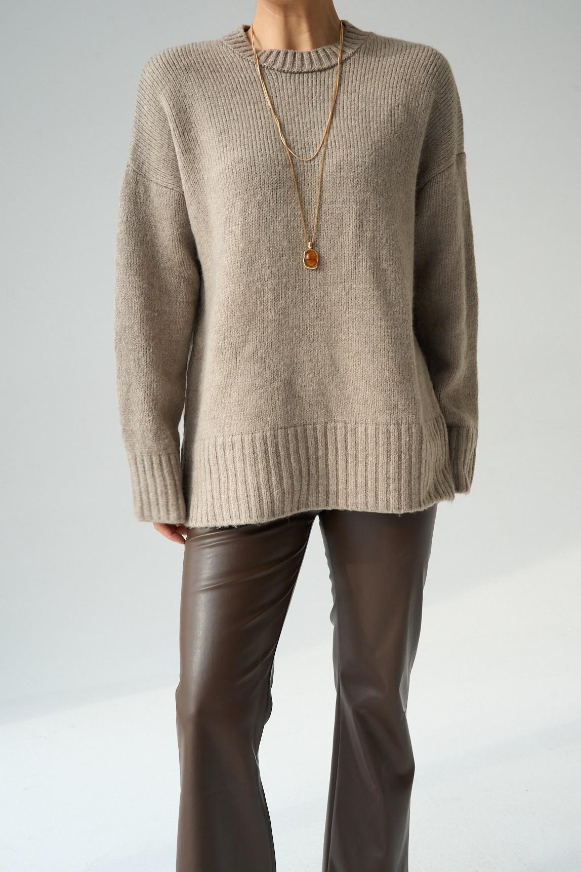 Bisiklet Yaka Oversize Triko Kazak QS251103