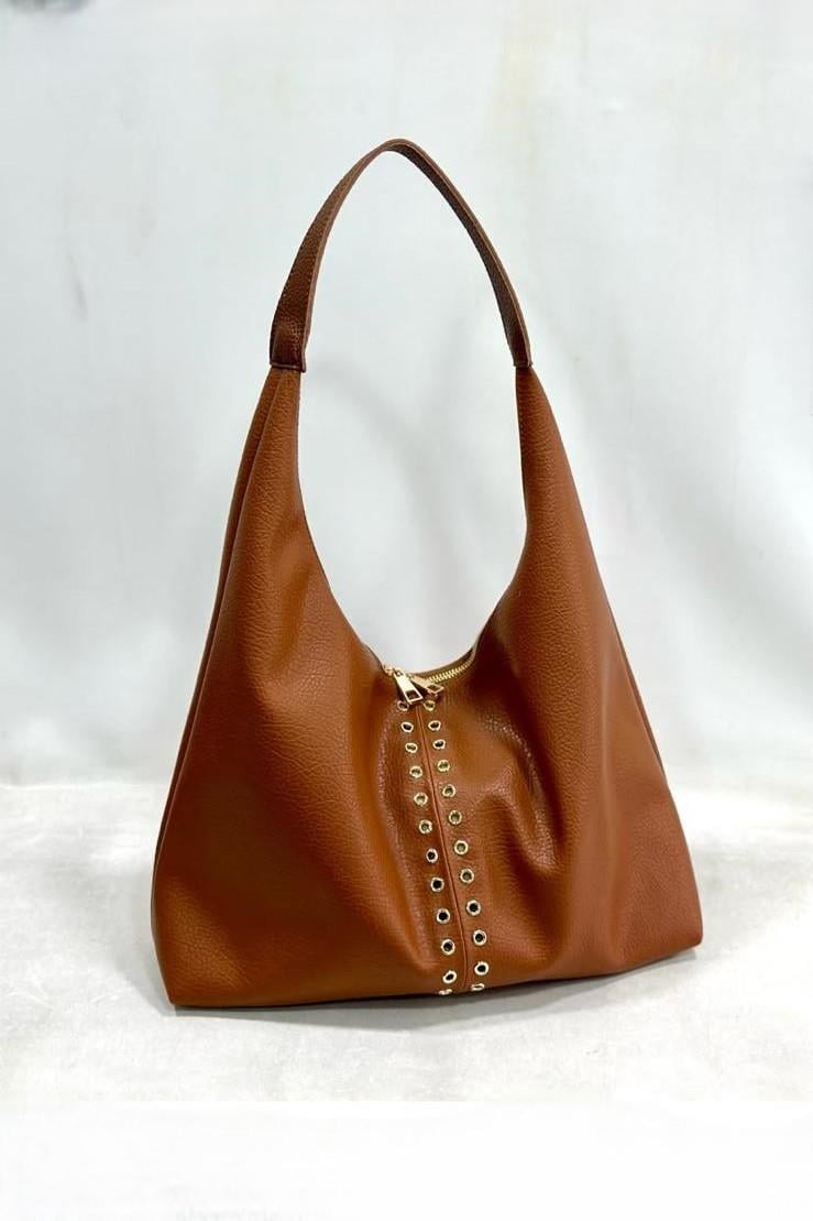 Zımba Aksesuarlı Deri Omuz Çantası RY513