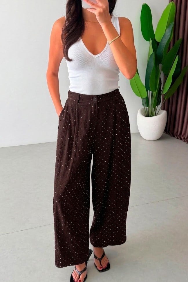 Beli Lastikli Taşlı Pantolon PR51434