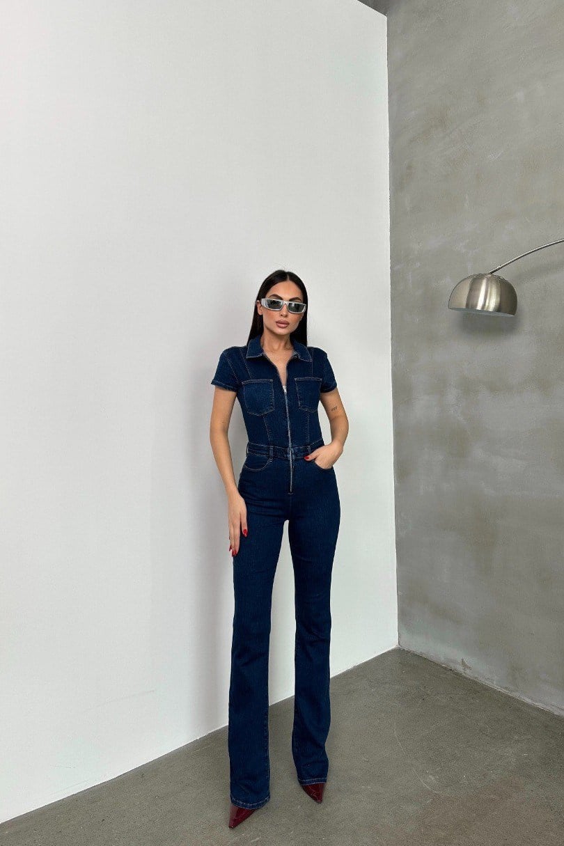 Kısa Kollu Flare Paça Jean Tulum LC7638