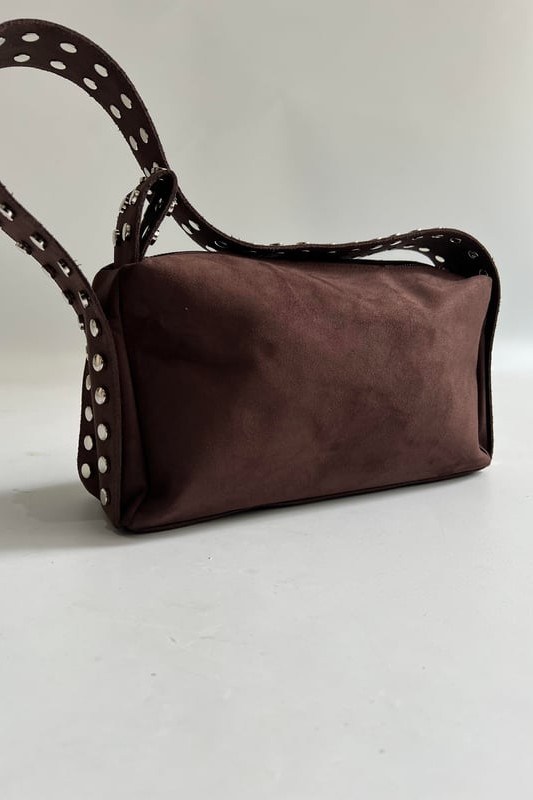 Metal Aksesuarlı Süet Omuz Çantası SD2247