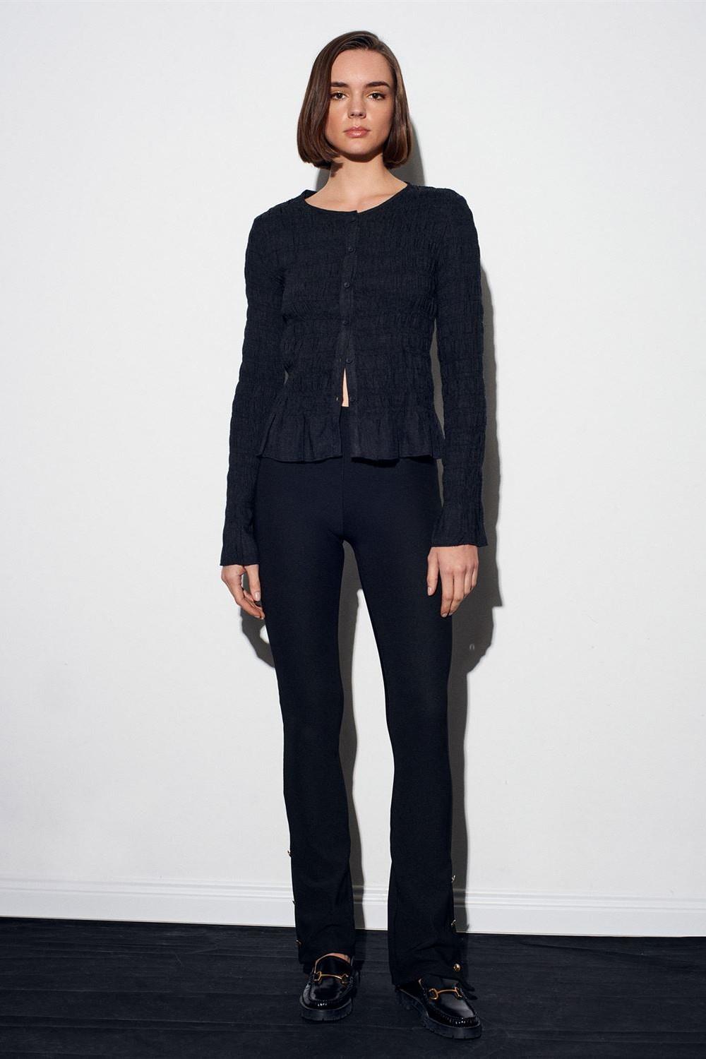 Düğme Detaylı İspanyol Paça Tayt DL71905