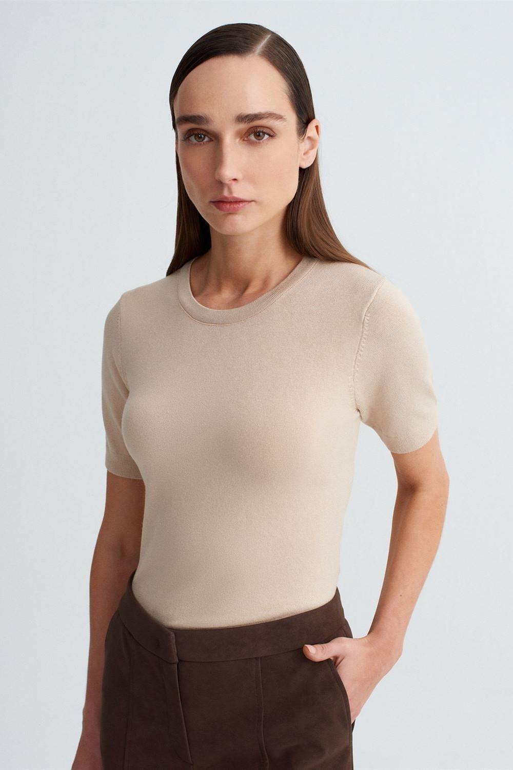 Bisiklet Yaka Kısa Kollu Basic Triko DL10779