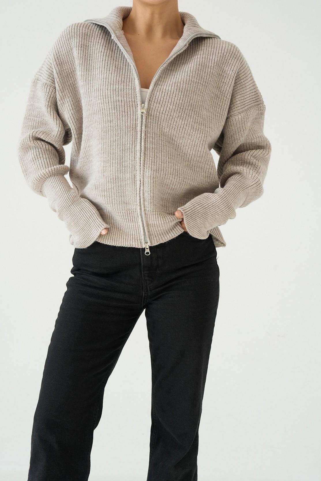 Çift Fermuarlı Boğazlı Hırka QS251080