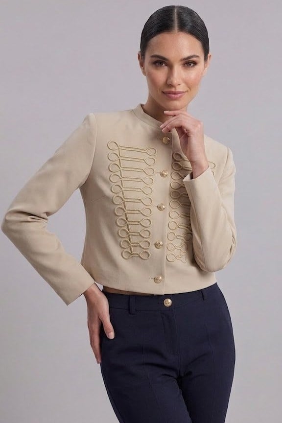 Nakış Detaylı Hakim Yaka Ceket HYL6351