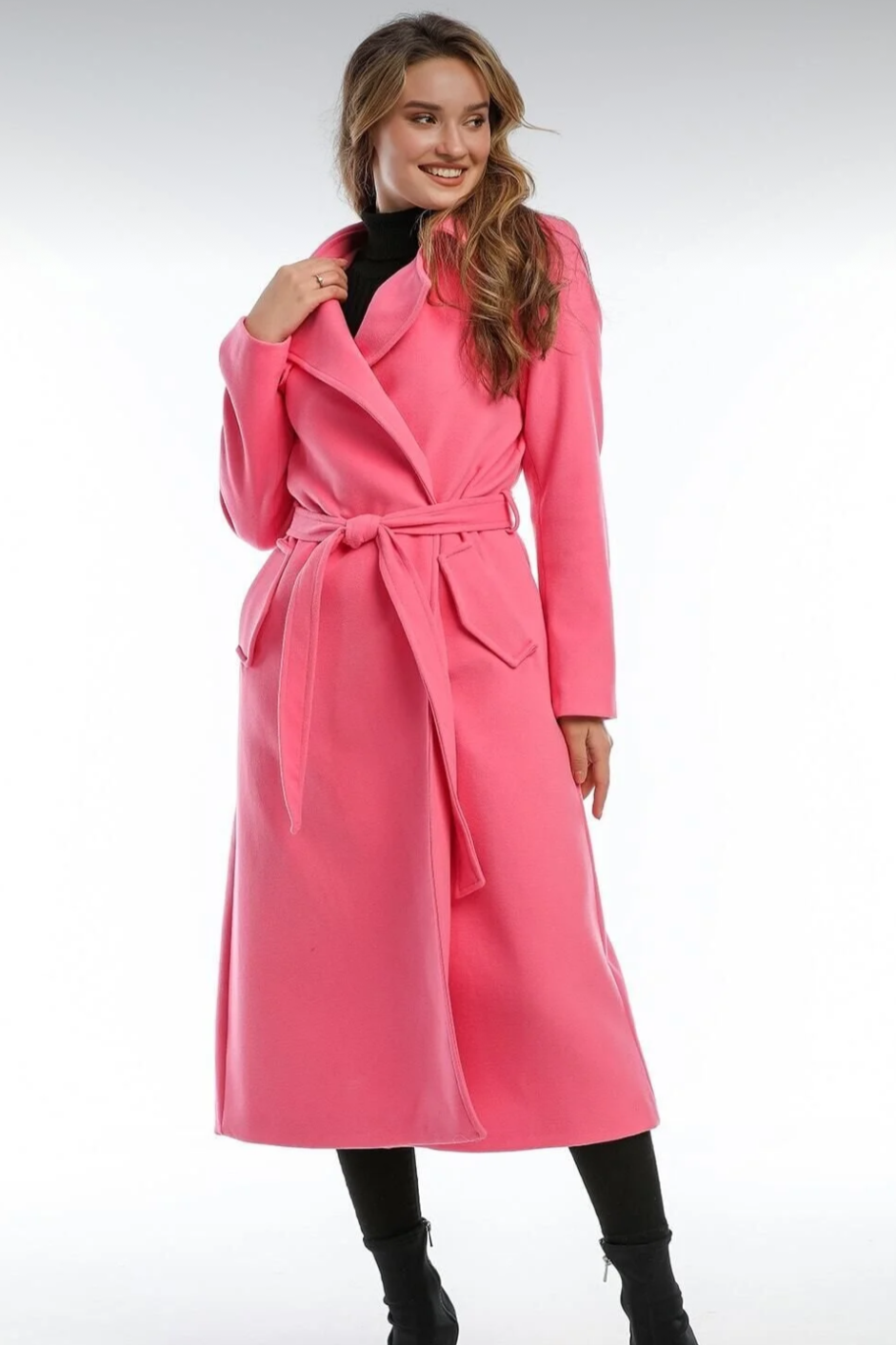 Beli Kemer Detaylı Kapaklı Cepli Kaşe Kaban Pİ70606