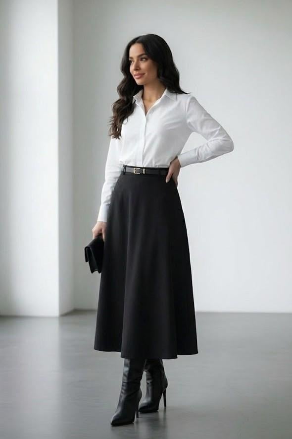 Cep Detaylı Fitilli Kadife Midi Boy Etek MM3050