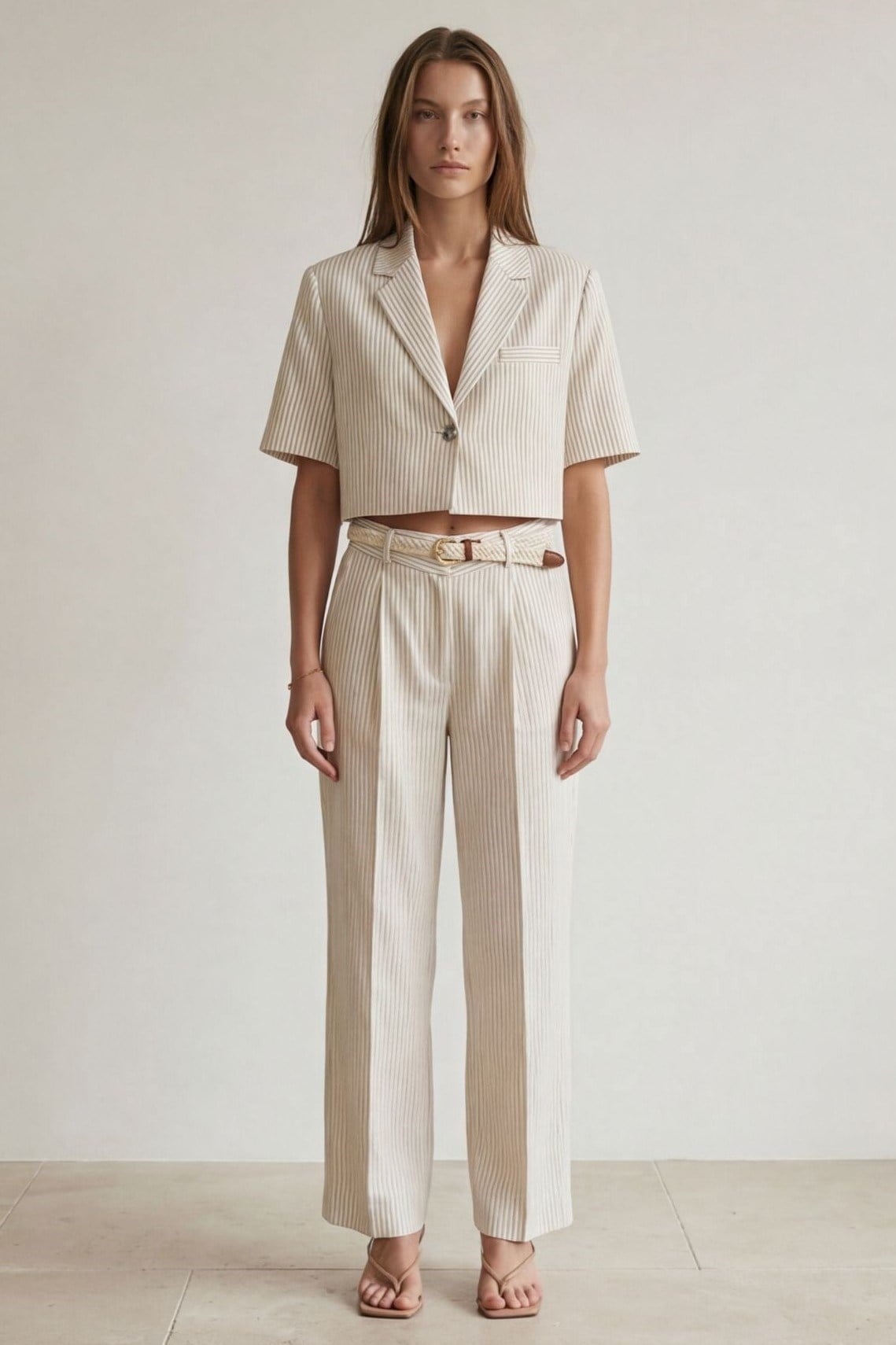 Tek Düğmeli Vatkalı Crop Blazer Ceket QZ00478