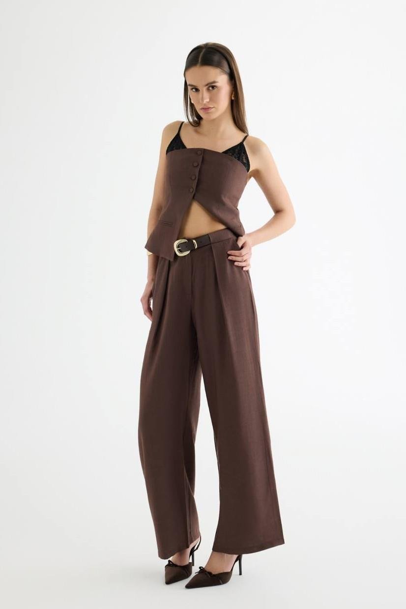 İp Askılı Dantel Detaylı Düğmeli Bluz QZ01412