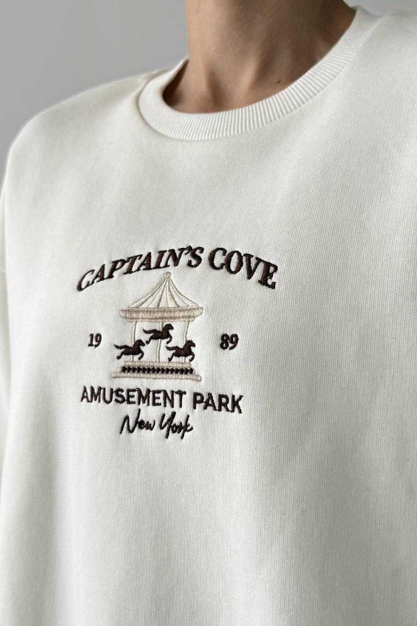 Baskı ve Nakış Detaylı Oversize Sweatshirt QZ00813