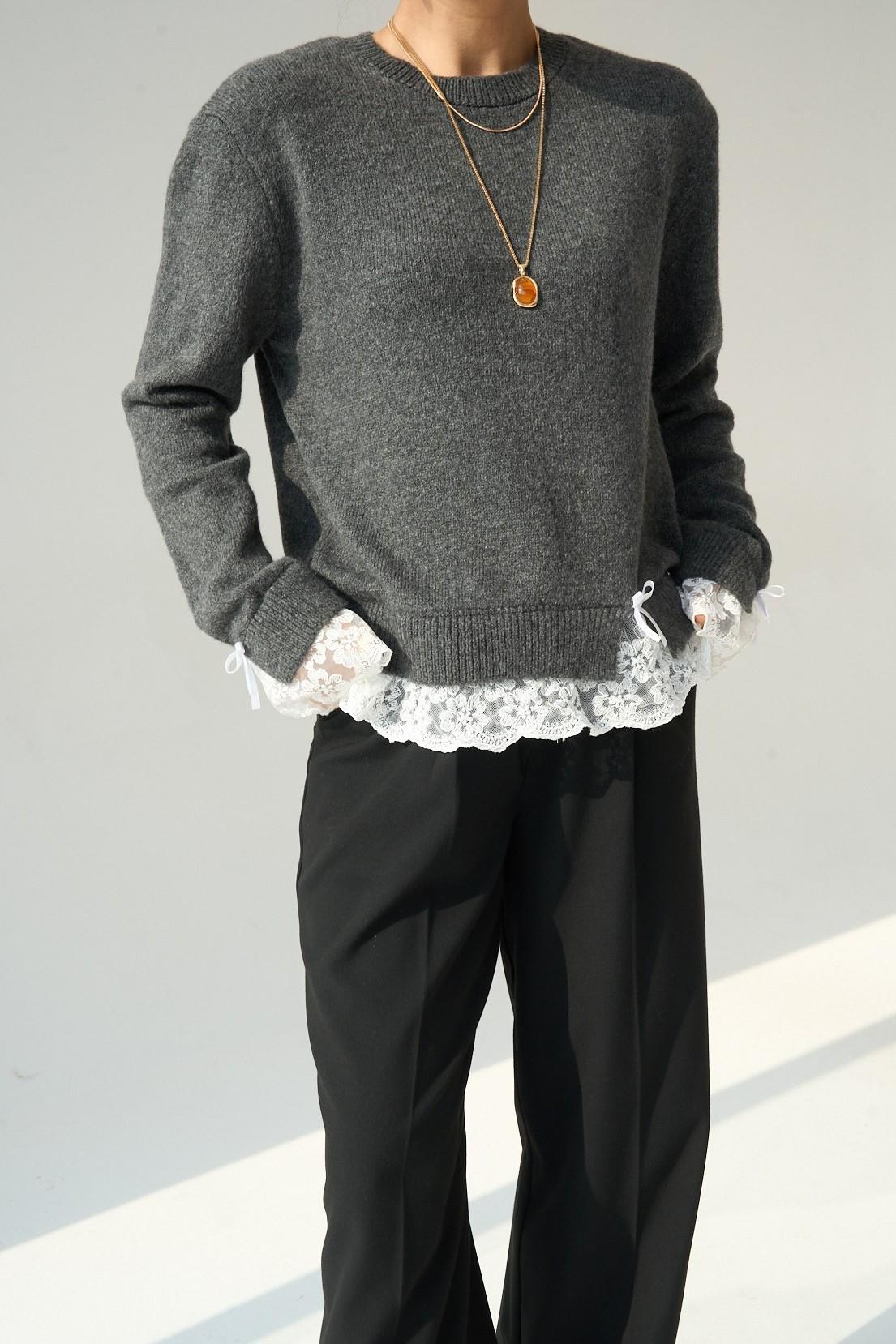 Kol Ve Etek Ucu Dantelli Kazak QS251166