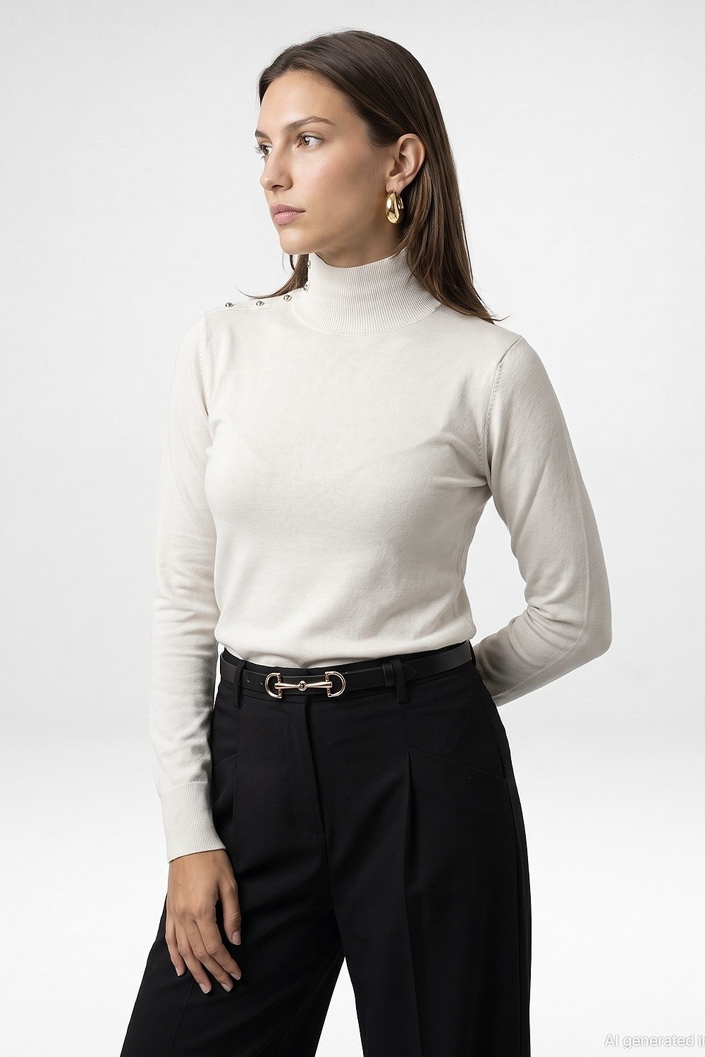 Dik Yaka Bsic Düğmeli Triko DL10877