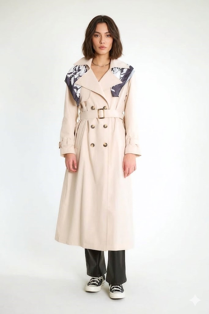 Fular Aksesuarlı Kuşaklı Trençkot RB87151