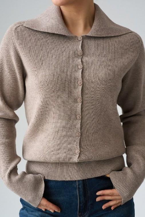 Geniş Polo Yaka Düğmeli Kazak QS261008