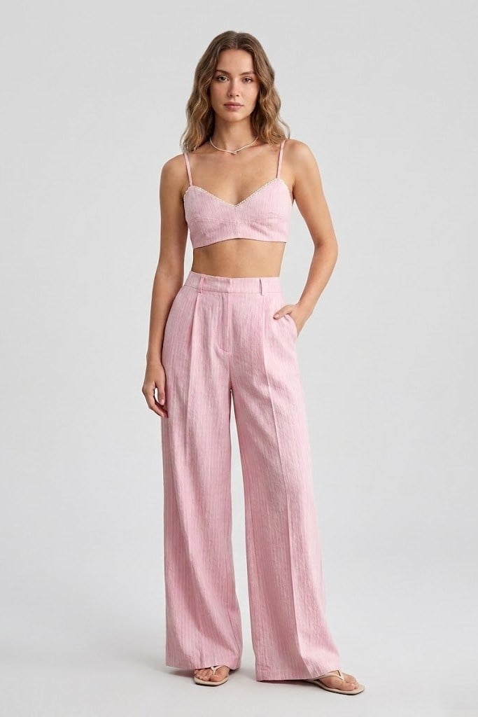 İp Askılı Şerit Detaylı Bluz QZ02249