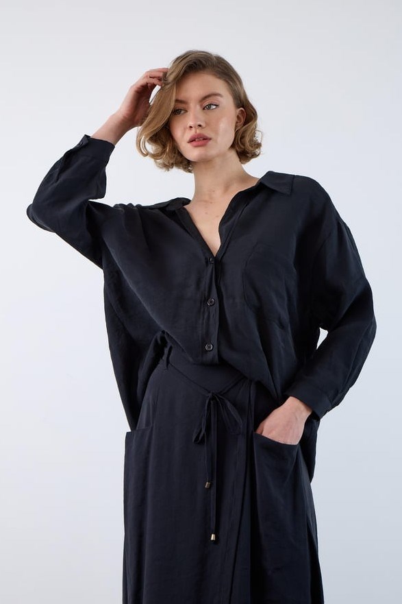 Düşük Omuzlu Oversize Gömlek PR4612