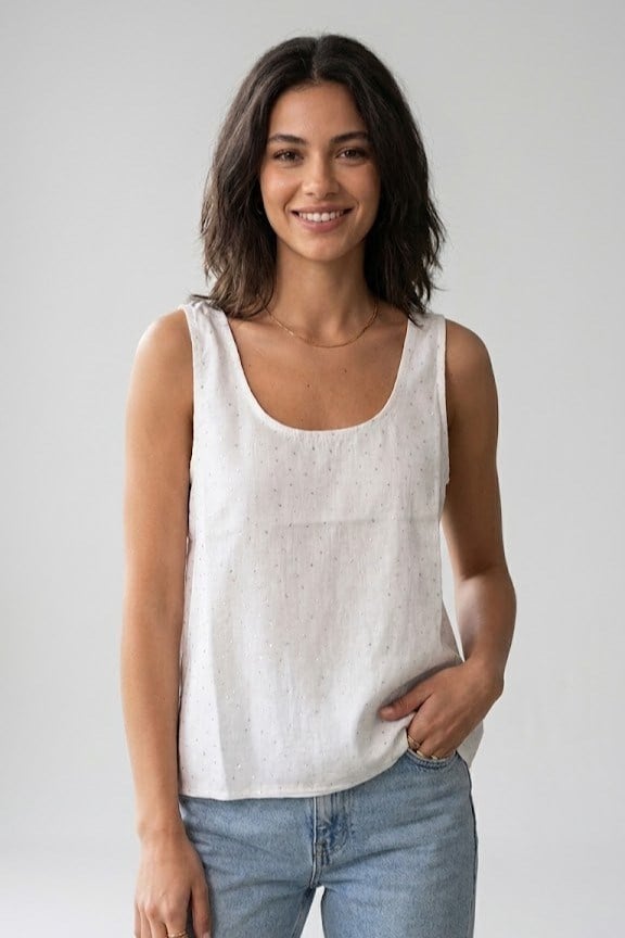 Taş Detaylı Kare Yaka Kalın Askılı Bluz CS2618241