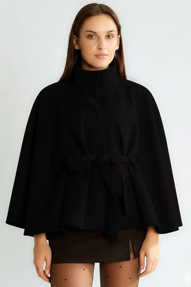 Düğme Detaylı Kuşaklı Panço RB39163