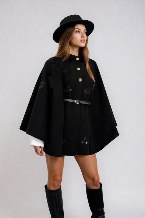 Pul İşlemeli Kemer Detaylı Panço RB99775