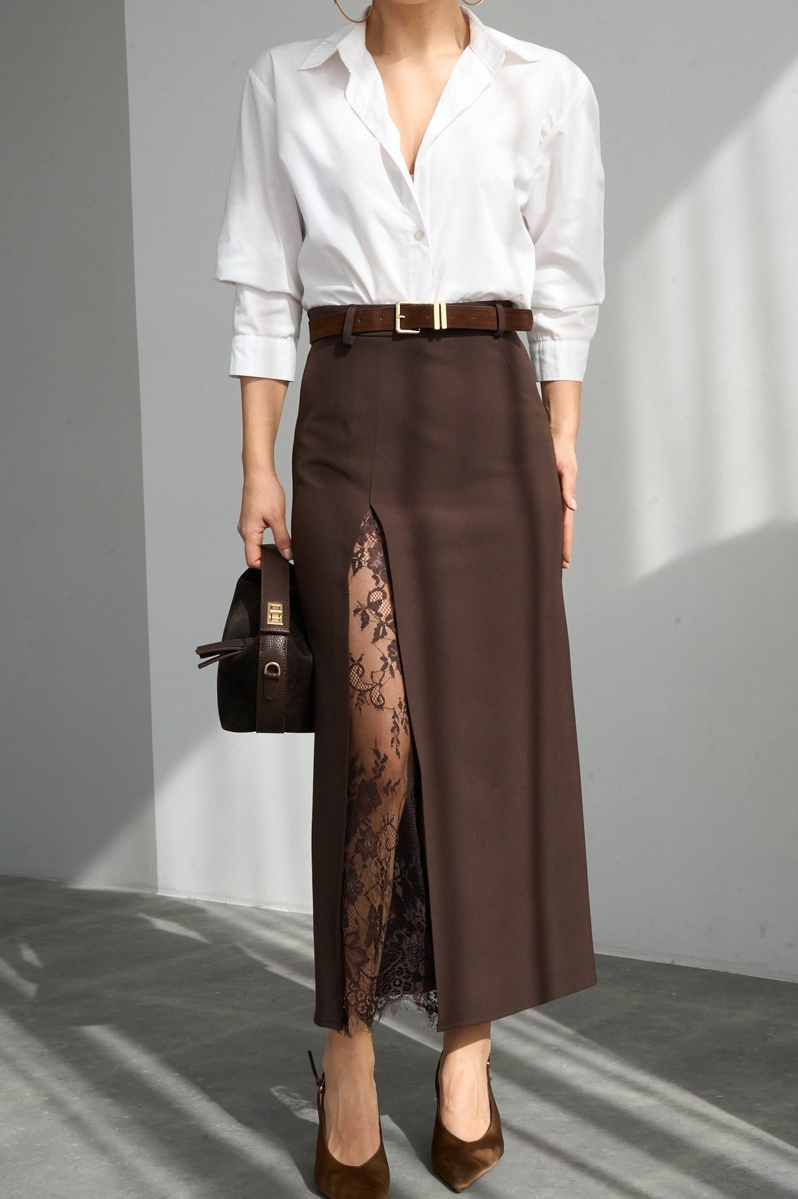 Dantel Yırtmaç Detaylı Etek QS261017