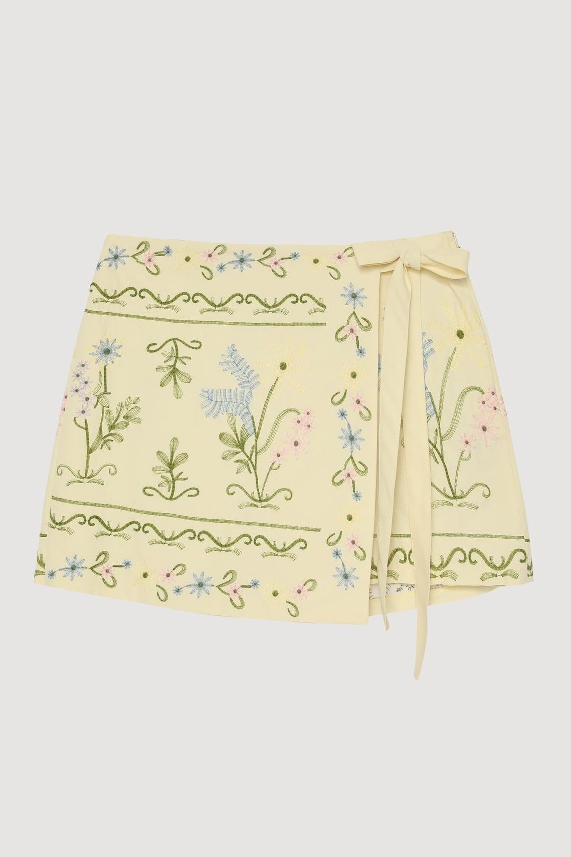 Nakış Detaylı Kruvaze Şort Etek QZ13478