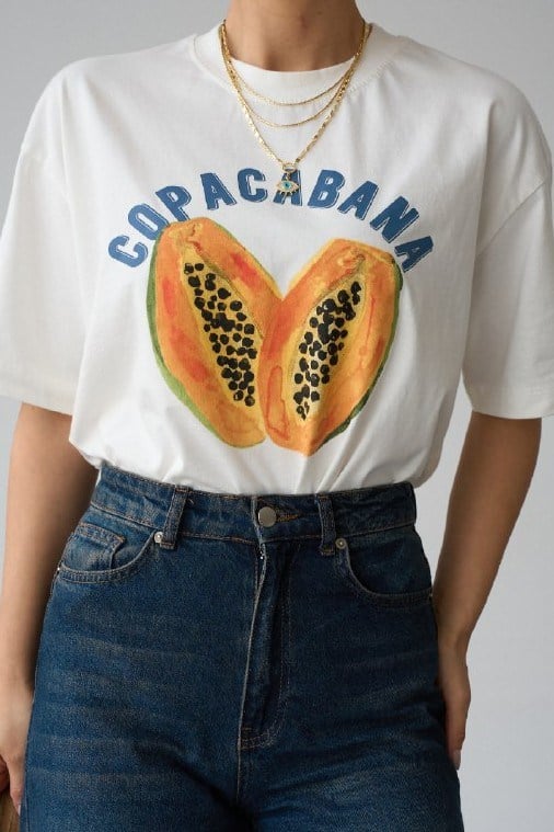 Copacabana Yazı Baskılı T-shirt QS261006