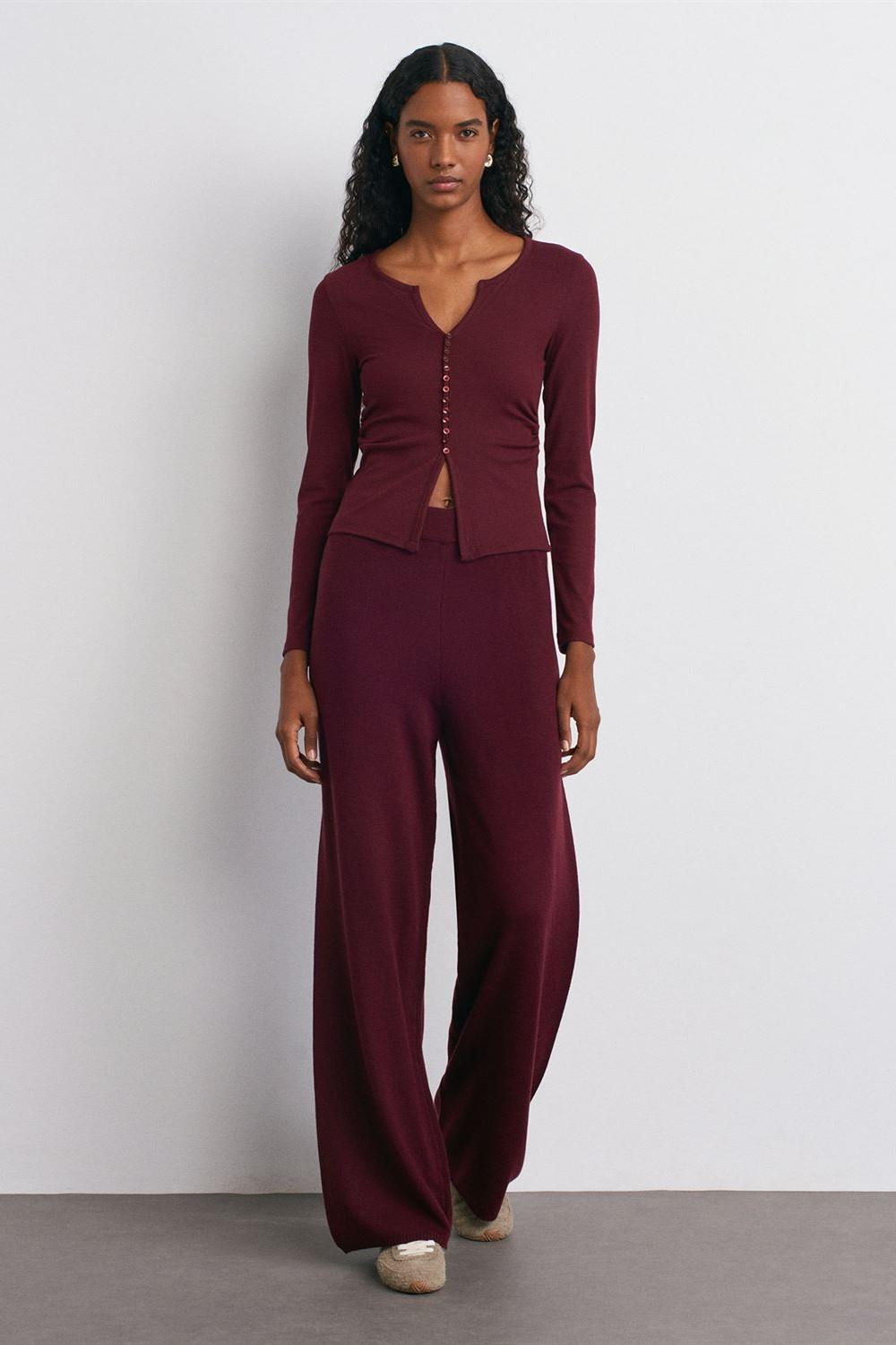 Beli Lastikli Yünlü Triko Pantolon DL70163