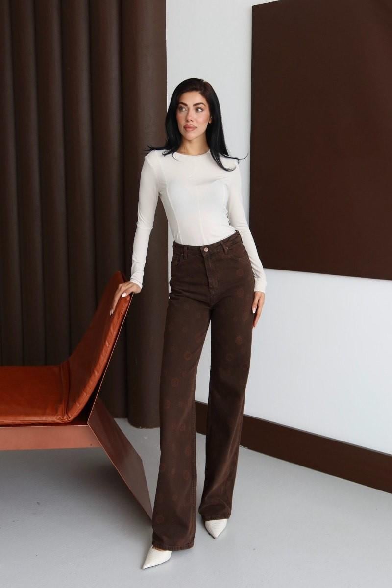 Çiçek Baskılı Wide Leg Jean LC8150