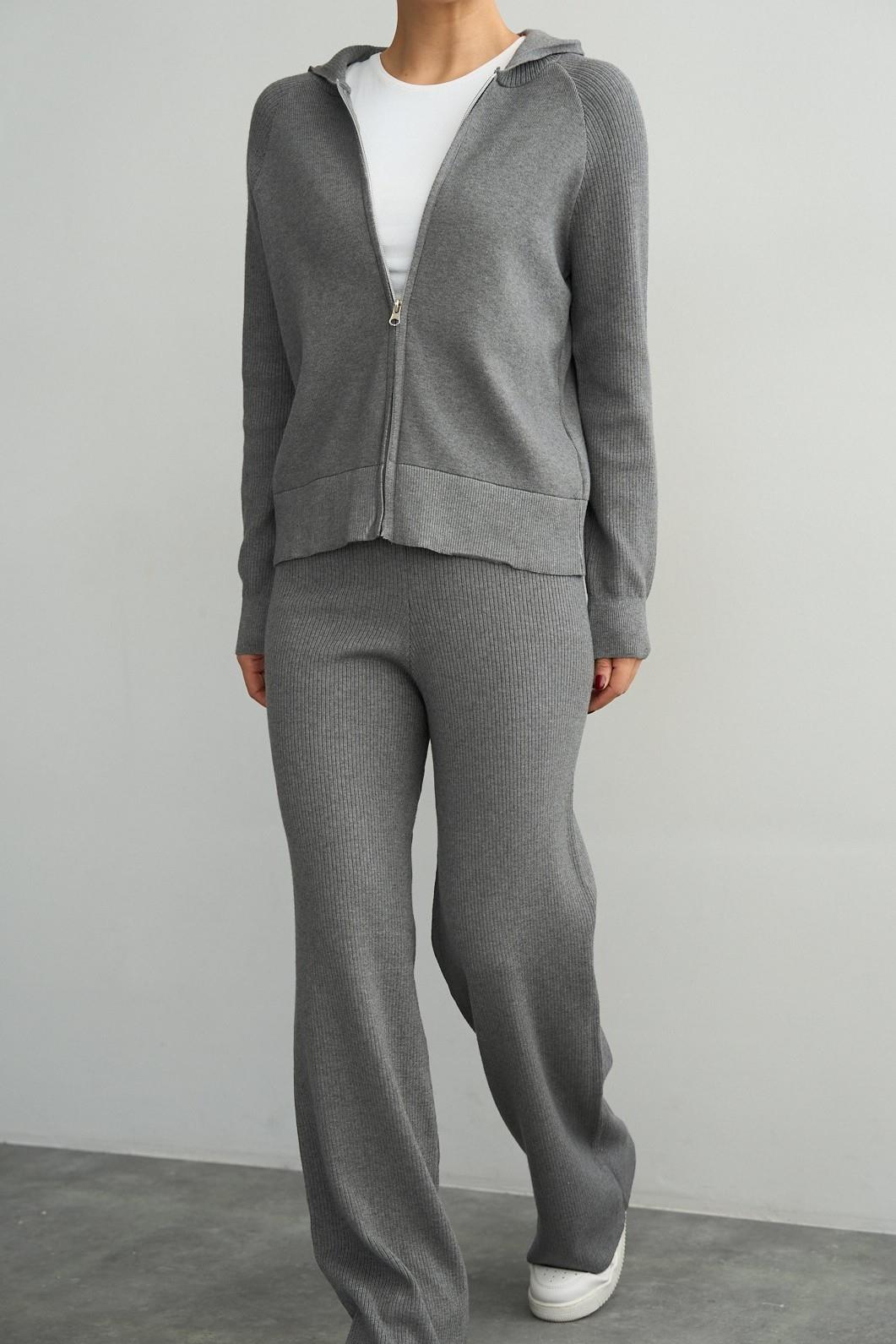 Kapüşonlu Hırka Beli Lastikli Pantolon Takım QS251018