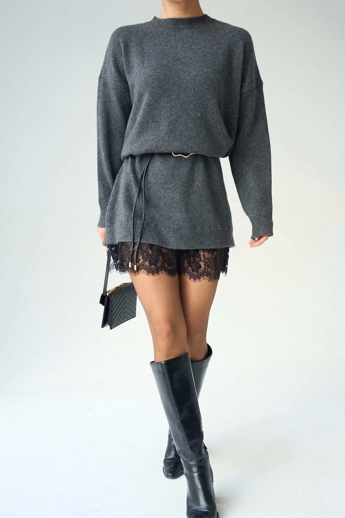 Etek Ucu Dantelli Kısa Triko Elbise QS251008