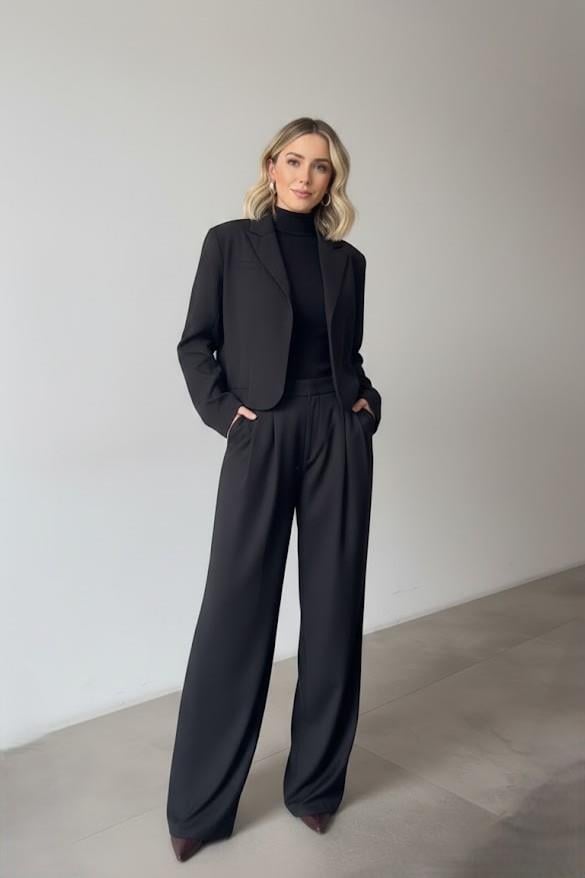 Lastik Detaylı Ceket Aksesuarlı Pantolon Takım PR9689