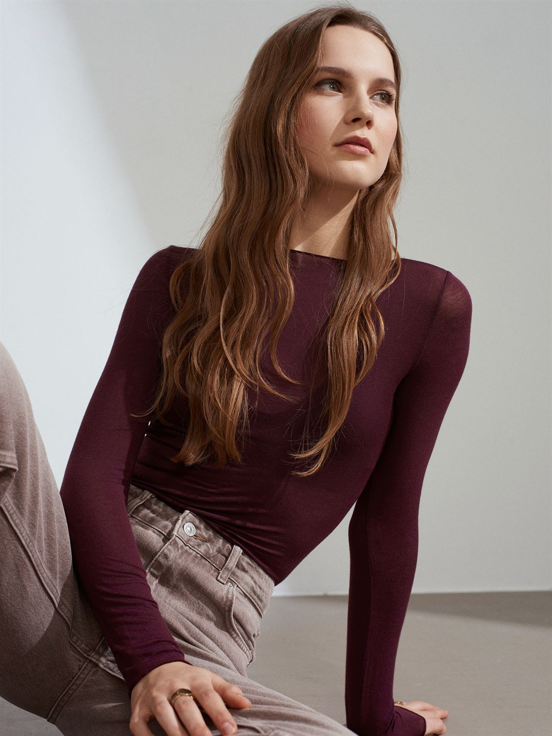 Kayık Yaka Modal Kumaş Transparan Bluz DL32122