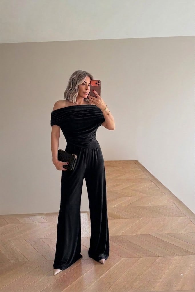 Yanları Drape Detaylı Bluz Dökümlü Pantolon HF905388