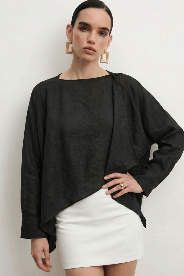 Asimetrik Kesim Pelerin Bluz PR5026