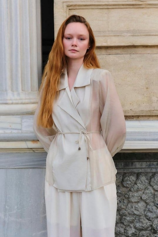 Kruvaze Yaka İpli Gömlek PR5029