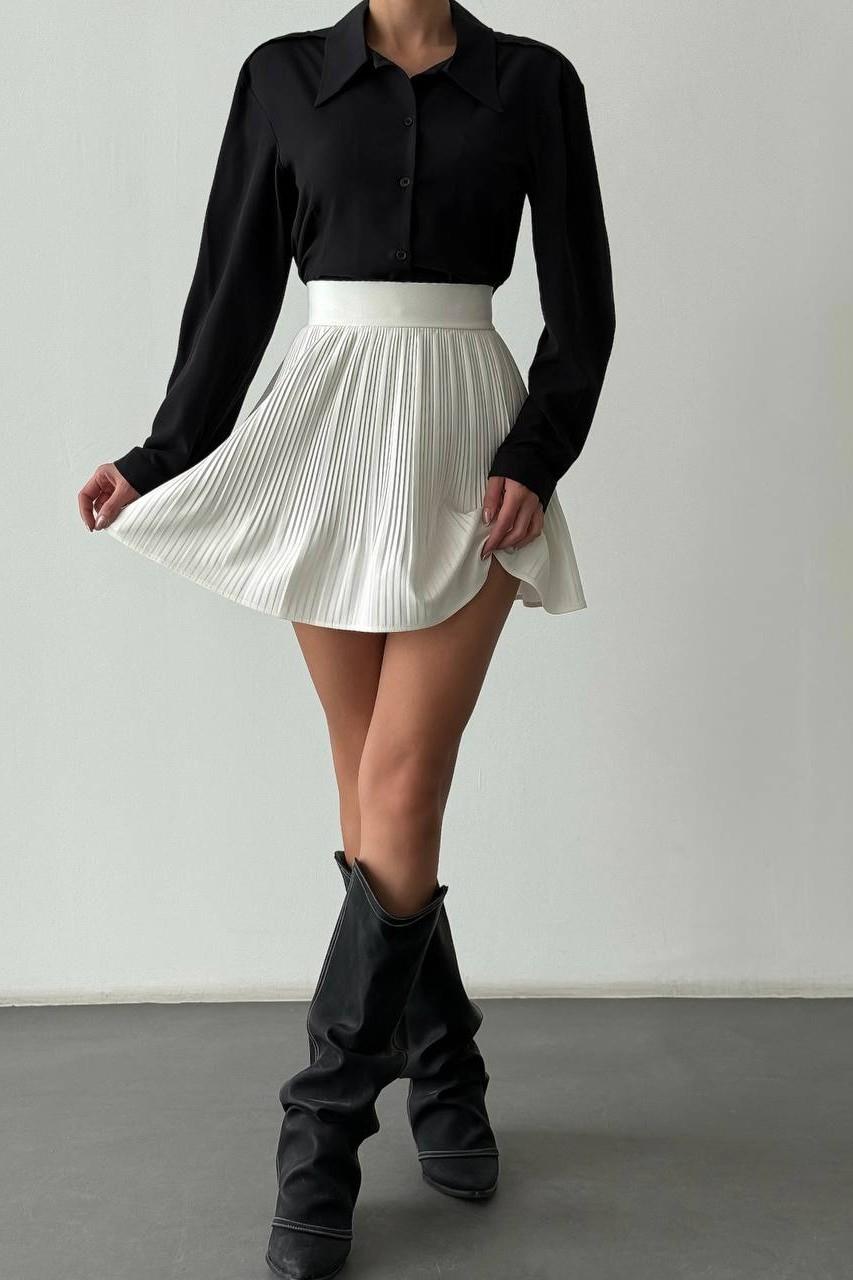 Pileli Şortlu Mini Etek QZ41573