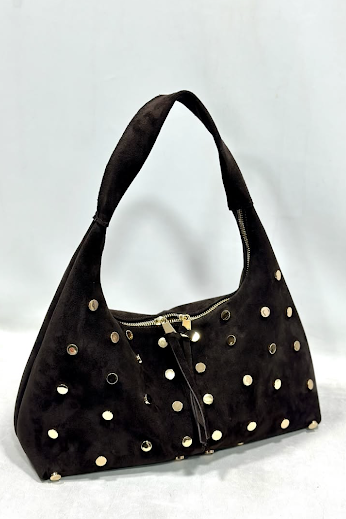 Gold Zımba Aksesuarlı Püskül Fermuarlı Omuz Çantası RY501