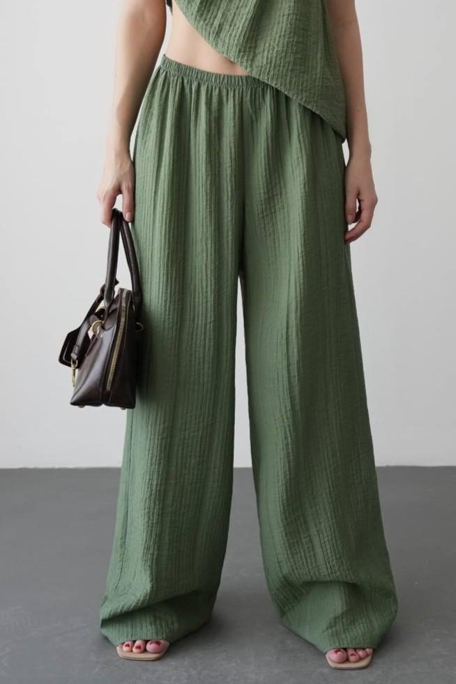 İnce Lastikli Geniş Pantolon QZ00384