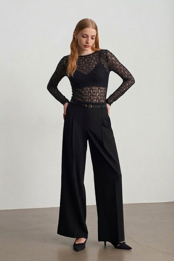 Kayık Yaka Dantel Top DL32763