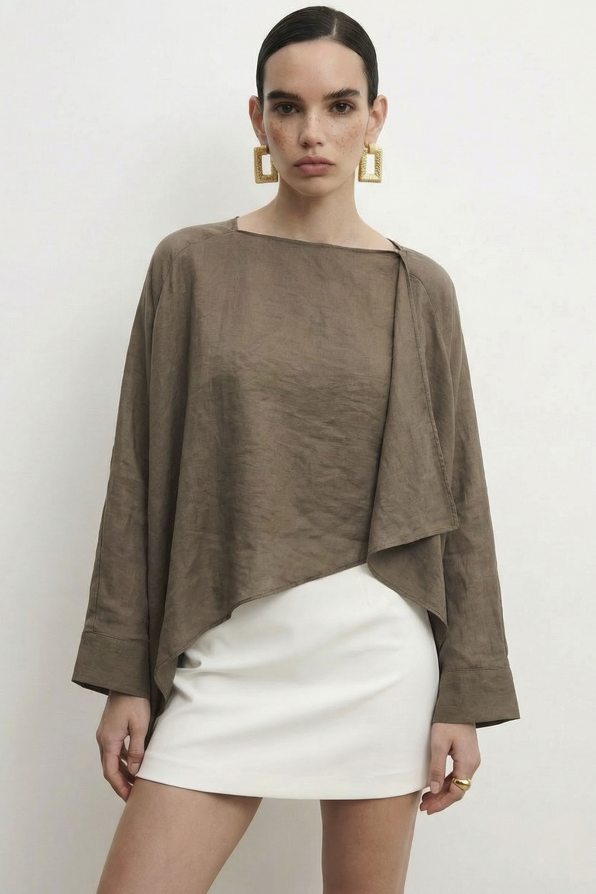 Asimetrik Kesim Pelerin Bluz PR5026