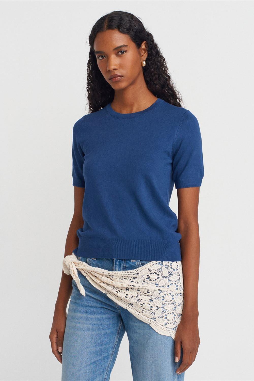 Bisiklet Yaka Kısa Kollu Basic Triko DL10779