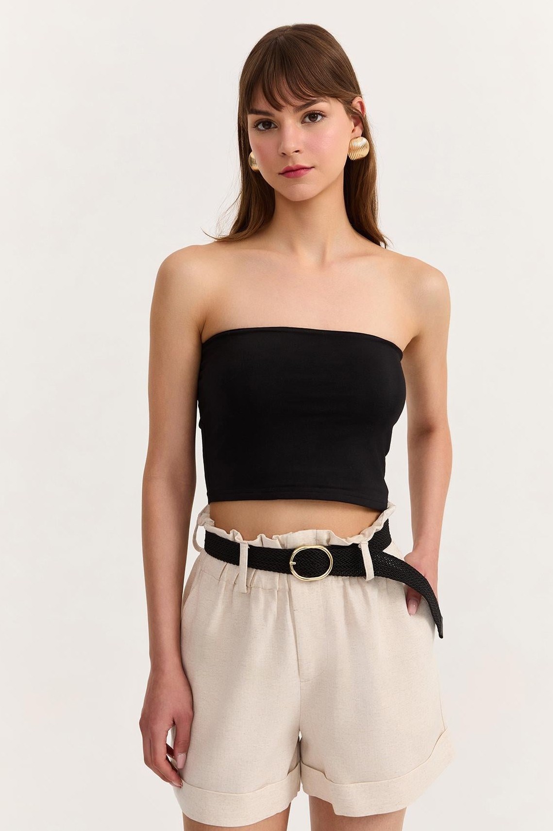 Göğüs Pedli Straplez Crop QZ23369