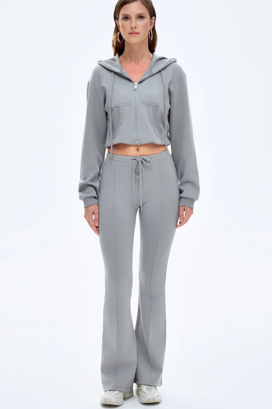 Fermuarlı Sweatshirt İspanyol Paça Pantolon Takım QZ00803