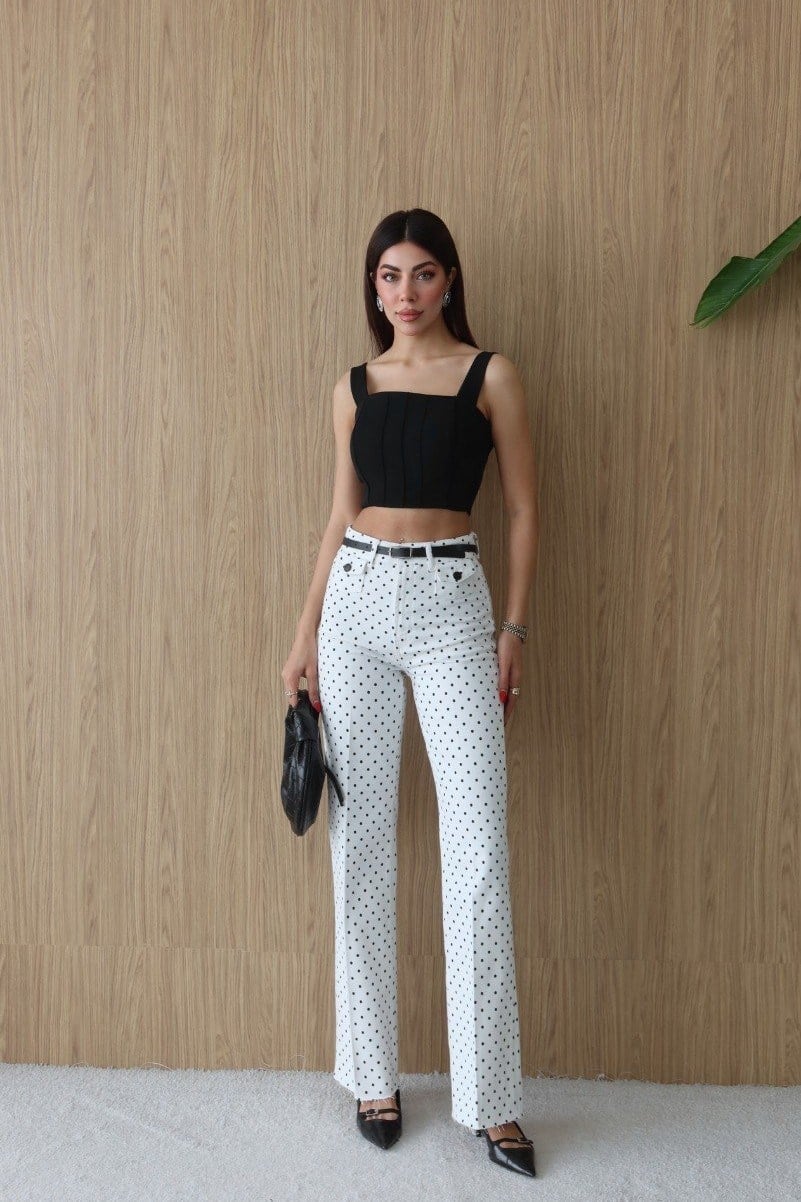 Paçası Püsküllü Kemer Detaylı Wide Leg Jean LC8158