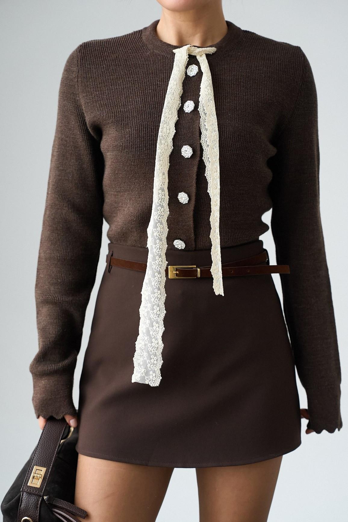 Dantel Fularlı Düğmeli Hırka QS251088